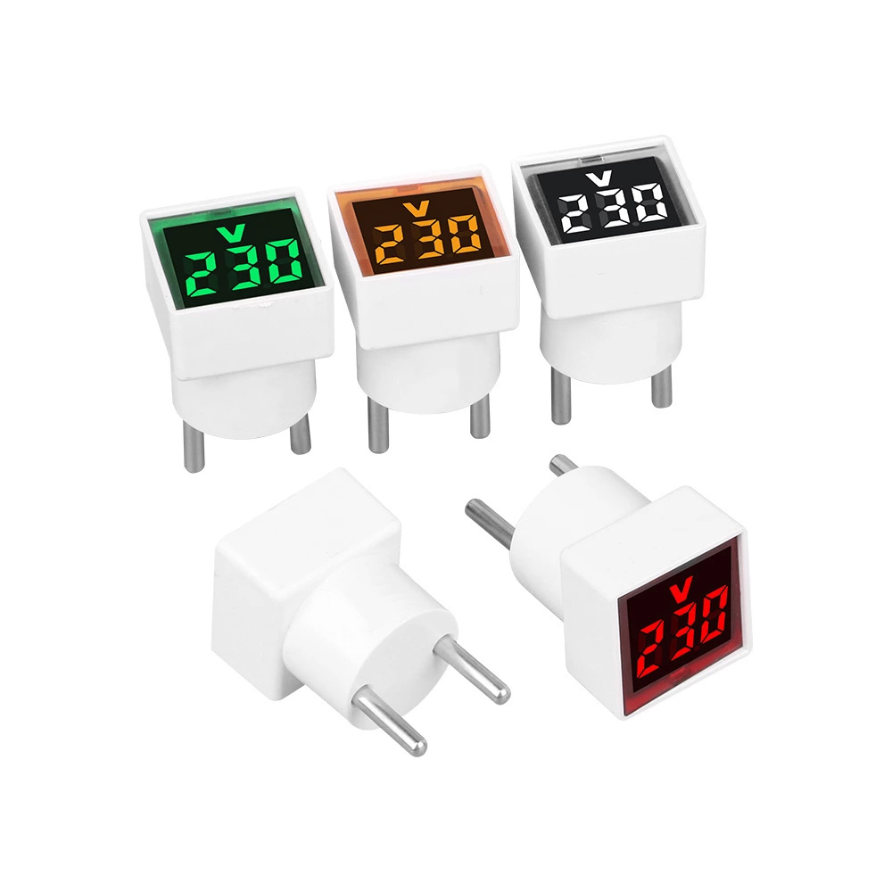 Indicador de luz de voltímetro digital AC tipo plugue padrão europeu quadrado